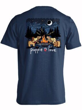 Puppie Love Dog Campfire Pups Short Sleeve T-Shirt - NEW Fast Ship